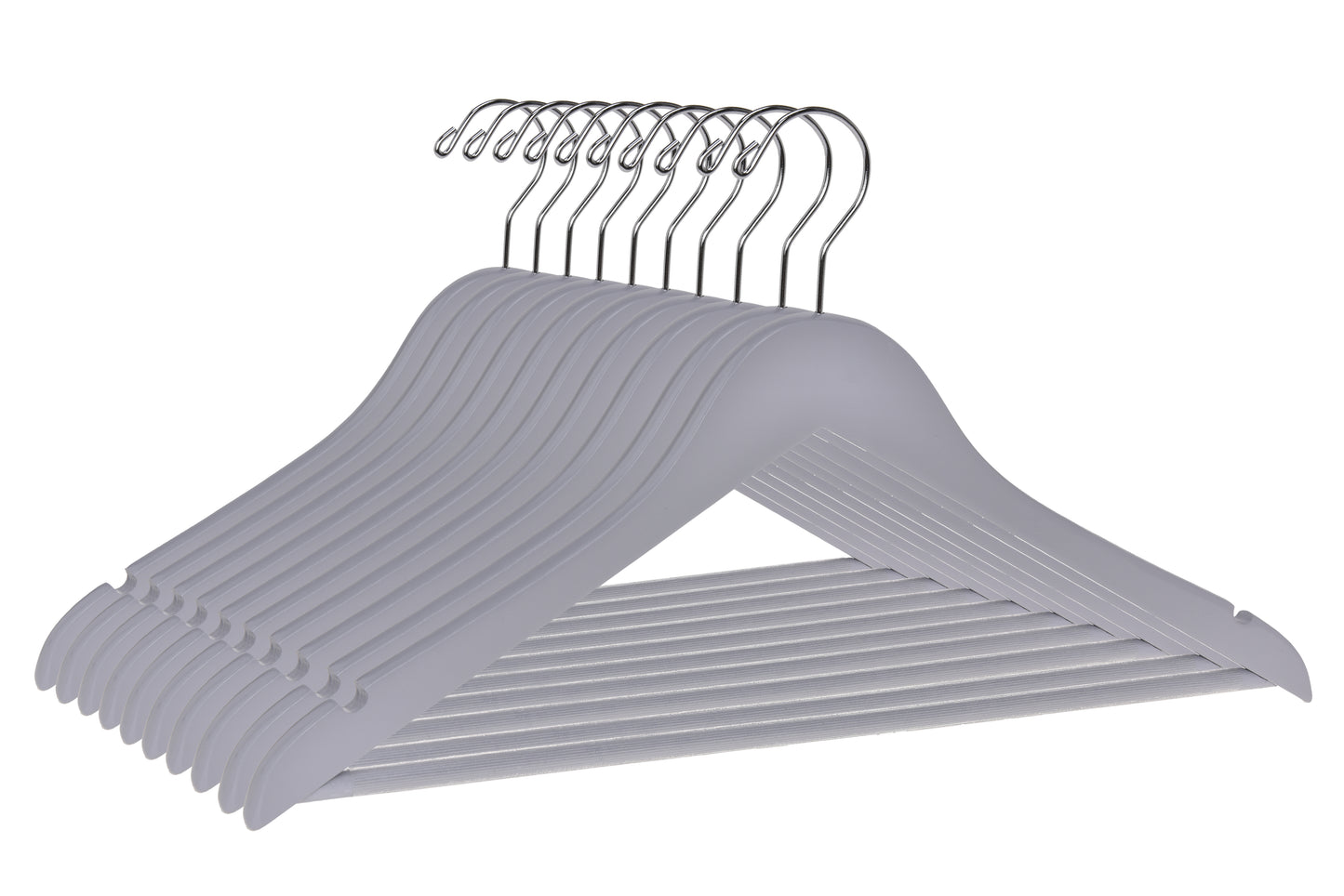 W060 - Semi Curved Wooden Hangers, 17.5" Light Gray - 80