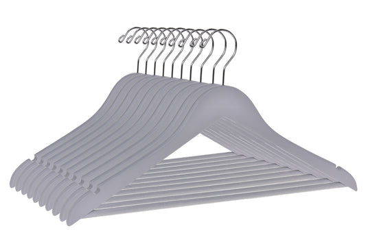 W060 - Semi Curved Wooden Hangers, 17.5" Light Gray - 80