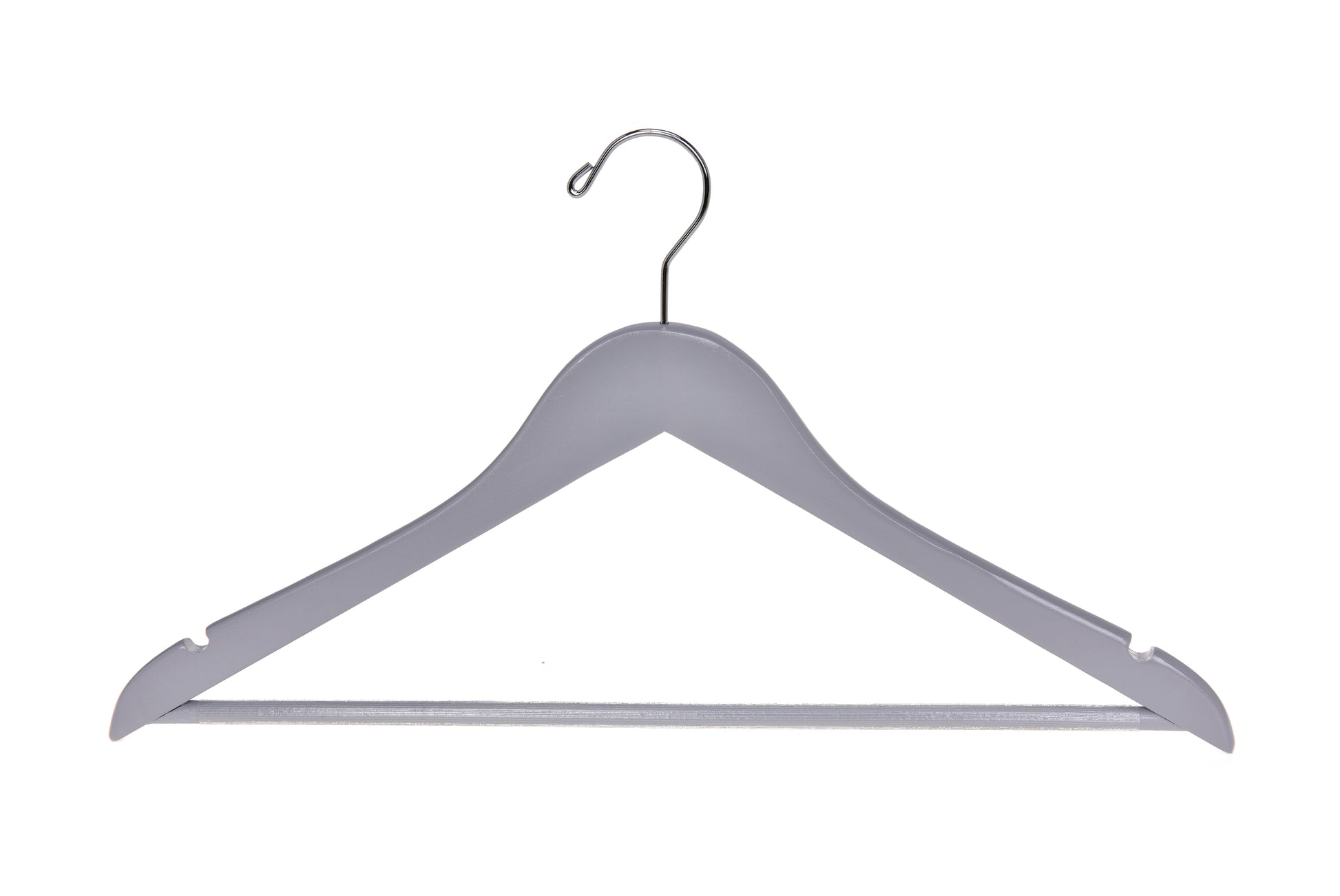 W060 - Semi Curved Wooden Hangers, 17.5" Light Gray - 80