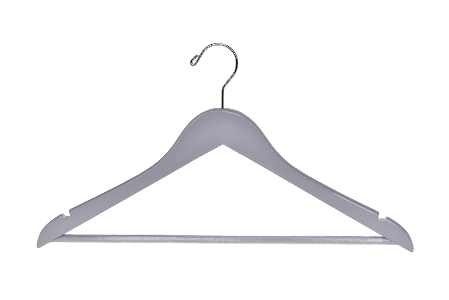 W060 - Semi Curved Wooden Hangers, 17.5" Light Gray -90