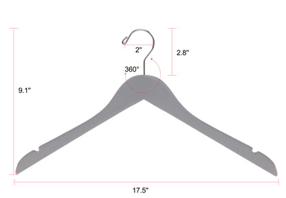 W061 - Semi Curved Wooden Hangers, 17.5" Light Gray - 80