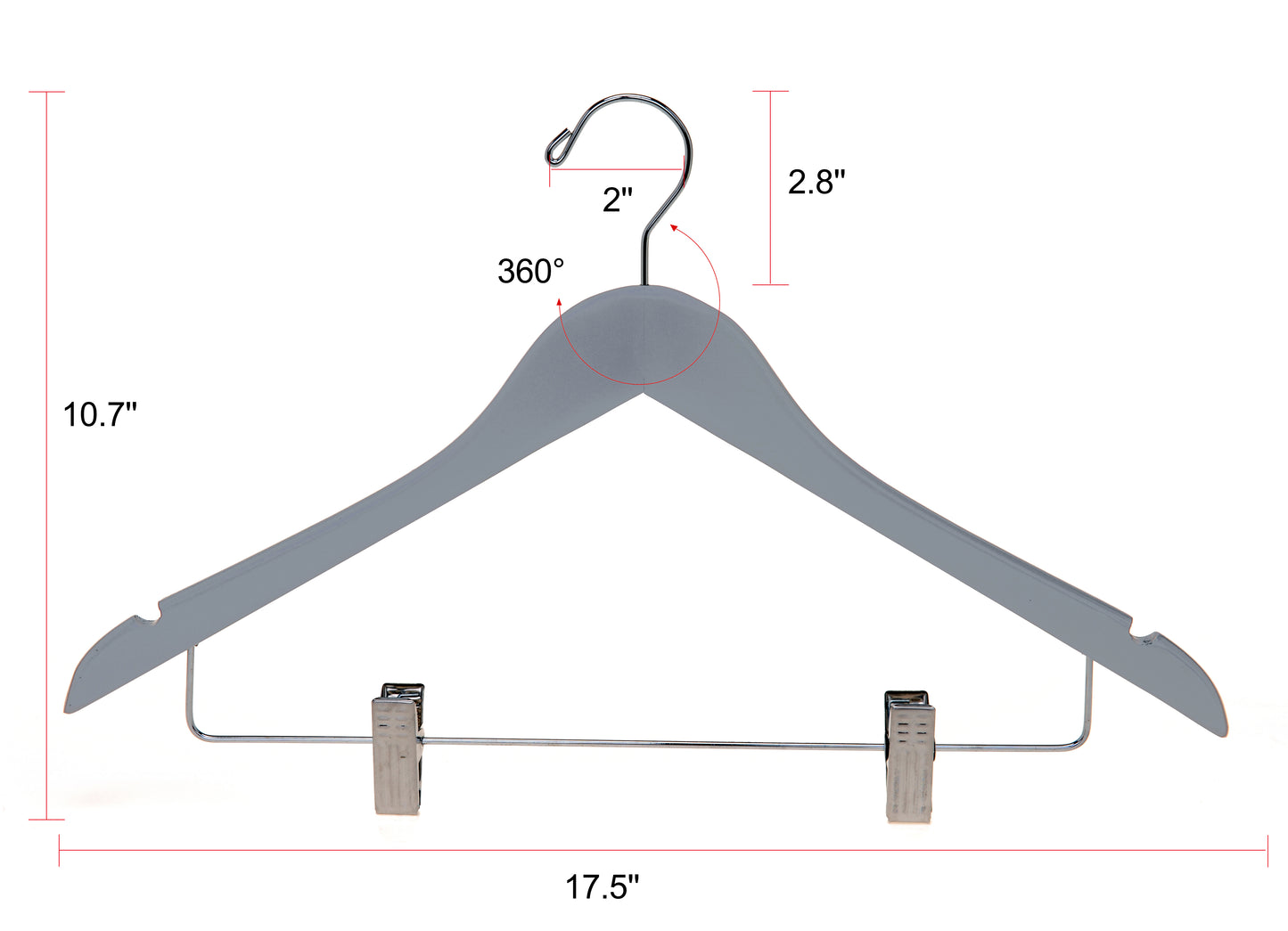 W062 - Semi Curved Wooden Skirt Hangers - Light Gray - 80