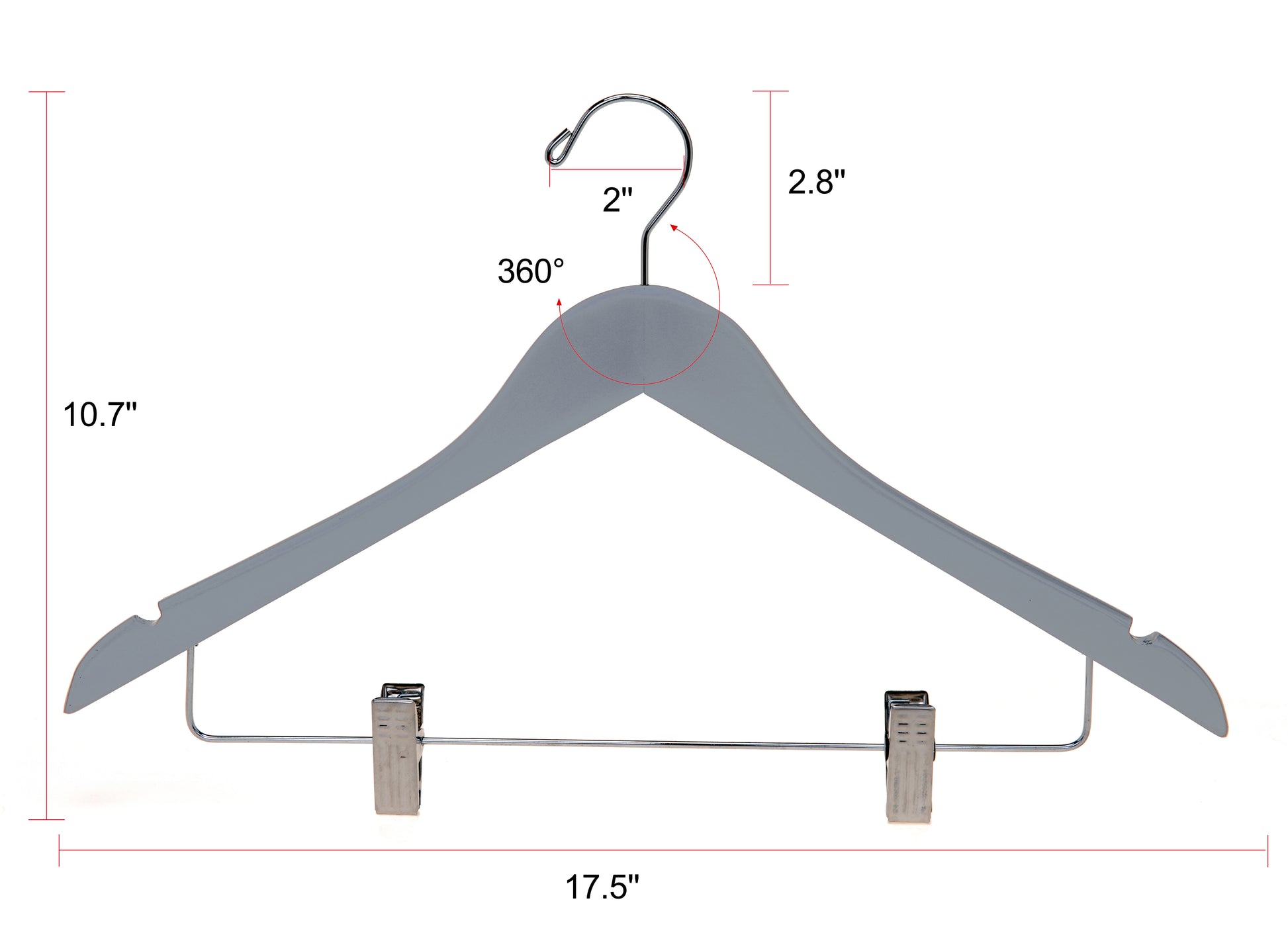 W062 - Semi Curved Wooden Skirt Hangers - Light Gray - 80