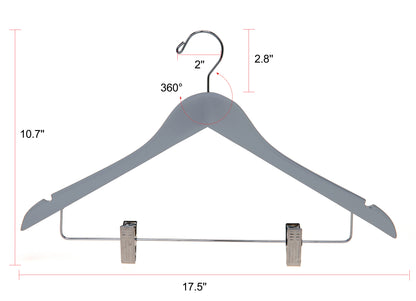 W062 - Semi Curved Wooden Skirt Hangers - Light Gray - 80