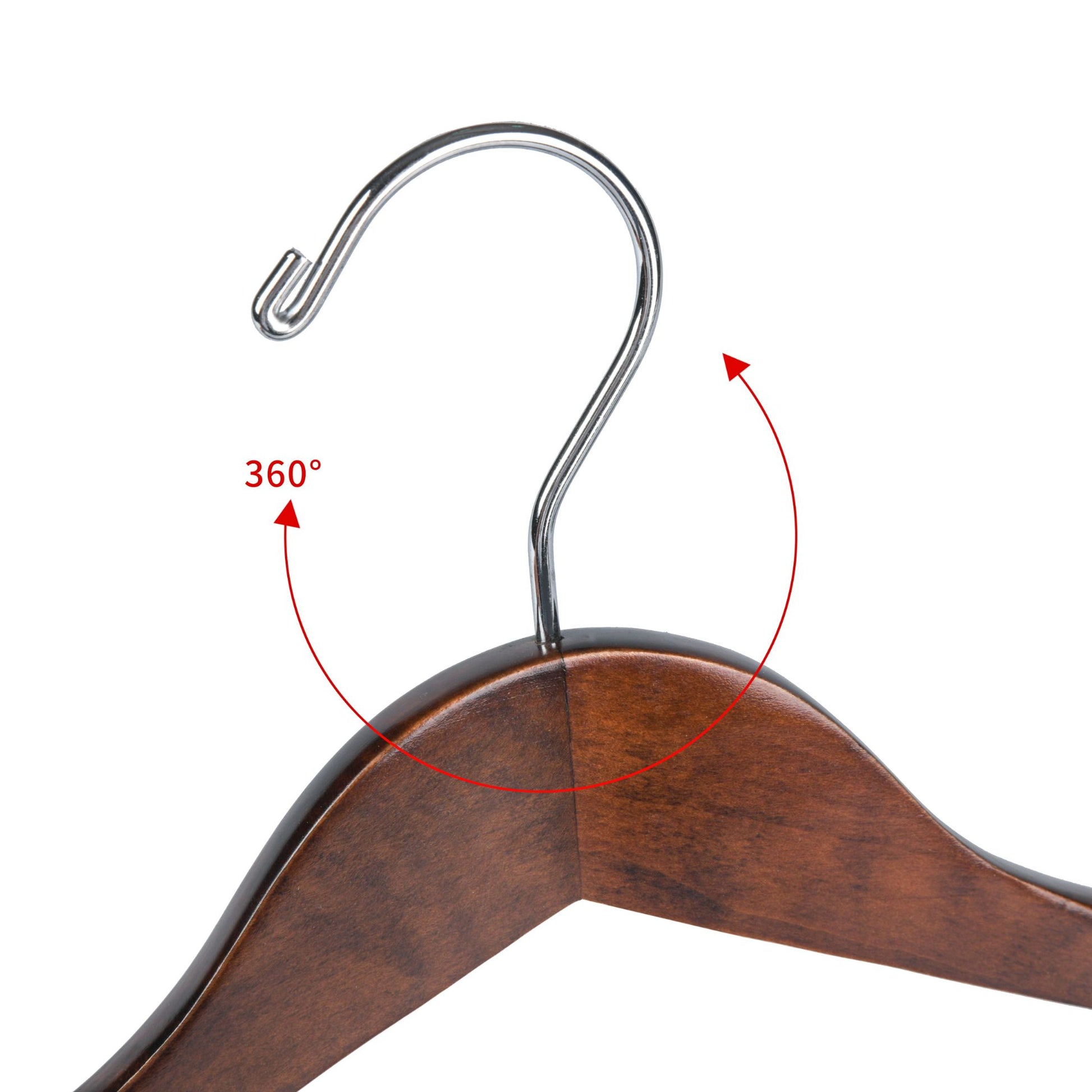 W5701 - Curved Wooden Hanger 17" Locking bar Retro, wide Shoulders 