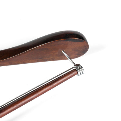 W5701 - Curved Wooden Hanger 17" Locking bar Retro, wide Shoulders 