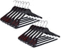 W5801 - Curved Wooden Hanger 17" Velvet bar Mahogany, wide Shoulders