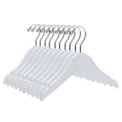 WB41 - Semi Curved Wooden Hanger, 10" White, Junior Kids Size  - 80