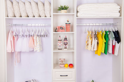 WB41 - Semi Curved Wooden Hanger, 10" White, Junior Kids Size  - 80