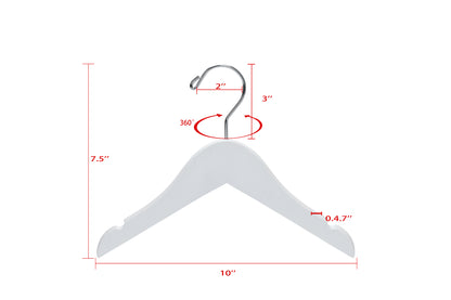 WB41 - Semi Curved Wooden Hanger, 10" White, Junior Kids Size  - 80
