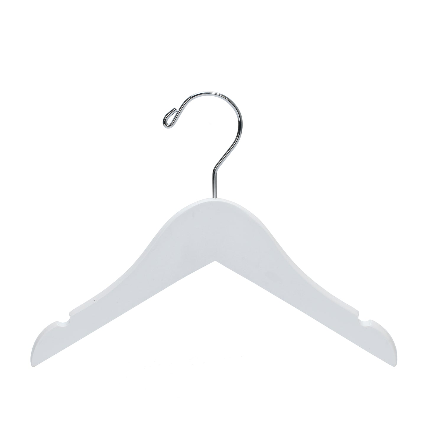 WB41 - Semi Curved Wooden Hanger, 10" White, Junior Kids Size  - 80