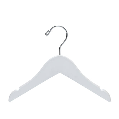 WB41 - Semi Curved Wooden Hanger, 10" White, Junior Kids Size  - 80
