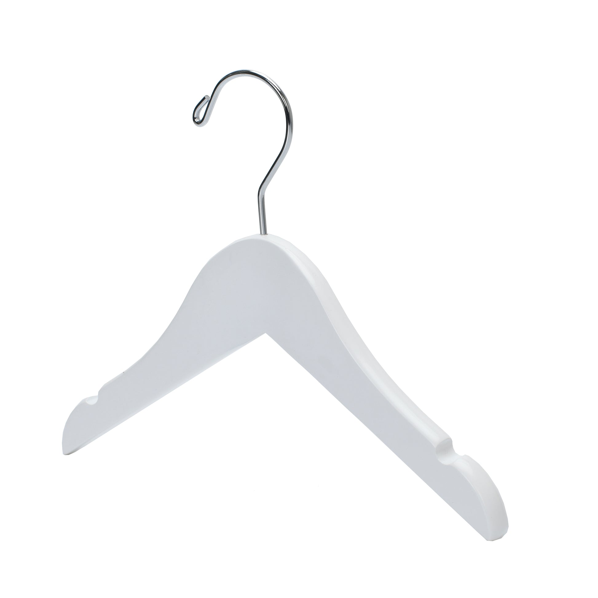 WB41 - Semi Curved Wooden Hanger, 10" White, Junior Kids Size  - 80