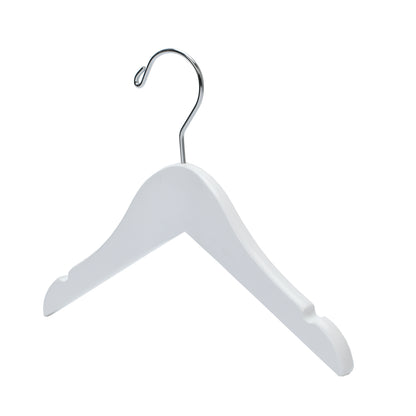 WB41 - Semi Curved Wooden Hanger, 10" White, Junior Kids Size  - 80