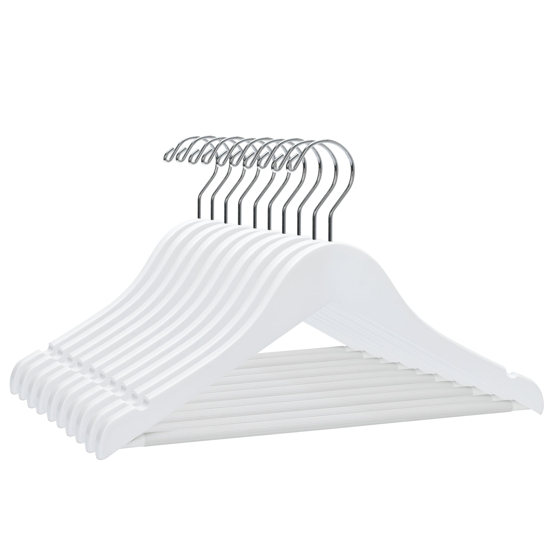WJ40 - Semi Curved Wooden Hanger, 14" White, Junior Kids Size  - 80 (Retail Packed)