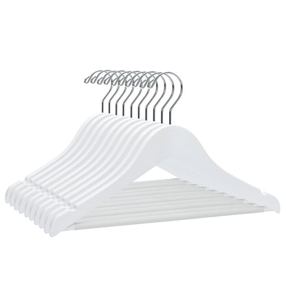 WJ40 - Semi Curved Wooden Hanger, 14" White, Junior Kids Size  - 80 (Retail Packed)