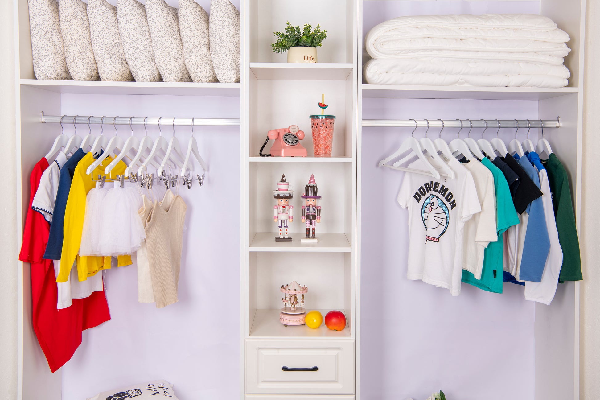 WJ40 - Semi Curved Wooden Hanger, 14" White, Junior Kids Size  - 80 (Retail Packed)