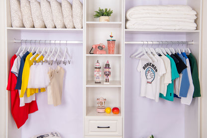 WJ40 - Semi Curved Wooden Hanger, 14" White, Junior Kids Size  - 80 (Retail Packed)