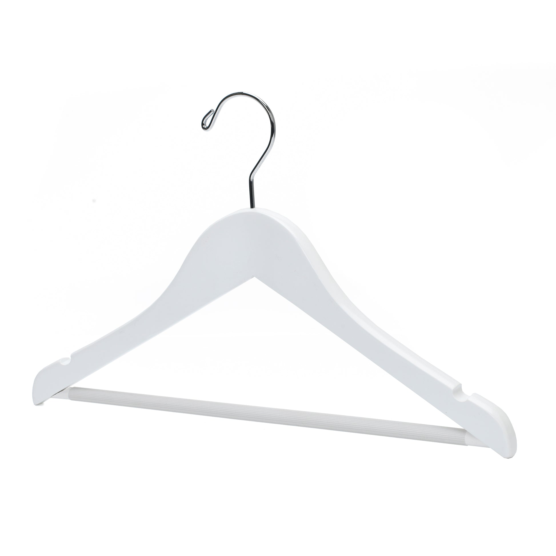 WJ40 - Semi Curved Wooden Hanger, 14" White, Junior Kids Size  - 80 (Retail Packed)