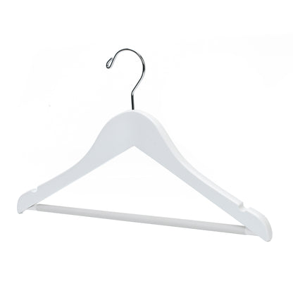 WJ40 - Semi Curved Wooden Hanger, 14" White, Junior Kids Size  - 80 (Retail Packed)