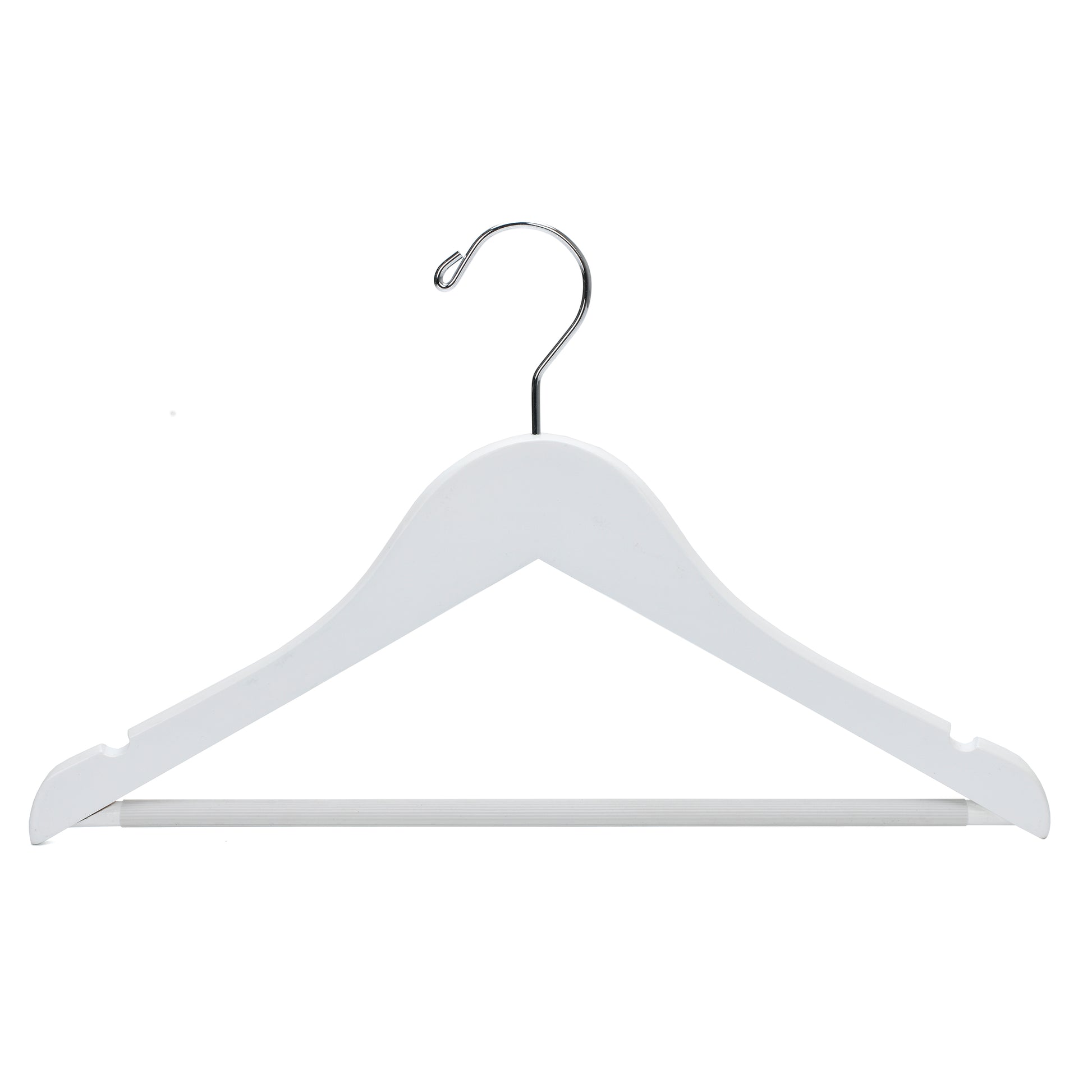 WJ40 - Semi Curved Wooden Hanger, 14" White, Junior Kids Size  - 80 (Retail Packed)