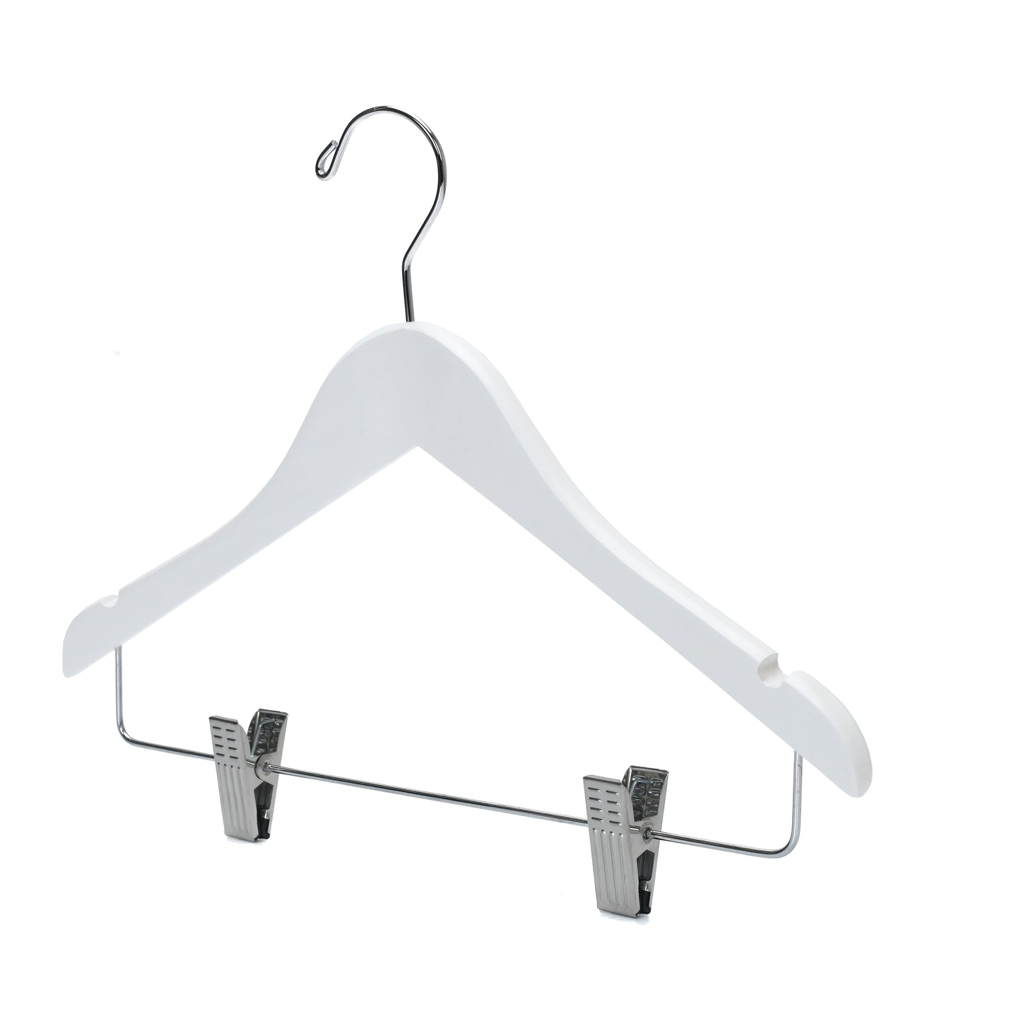 WJ42 - Semi Curved Wooden Skirt Hanger , 14 inch, White - 80 (Retail Packed)