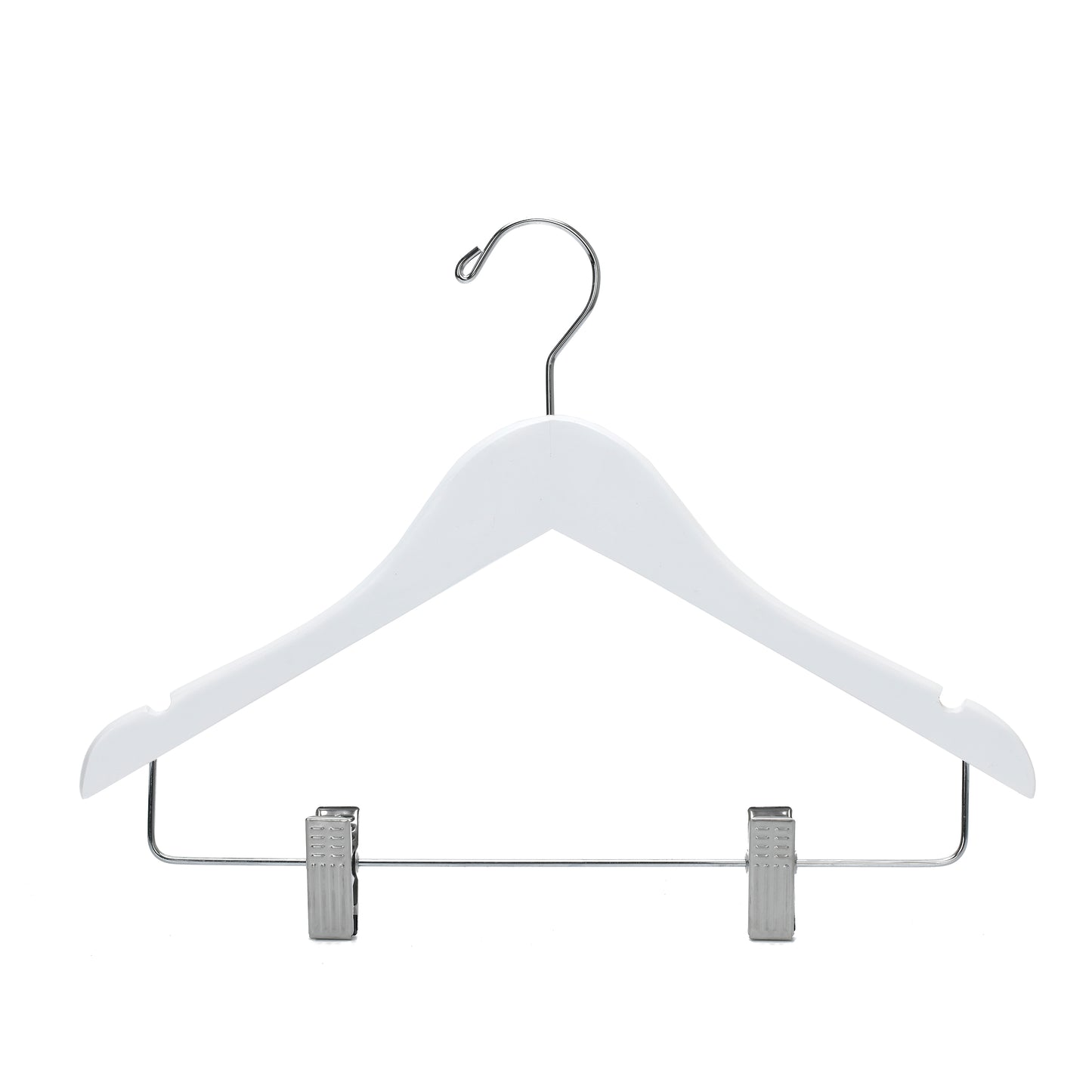 WJ42 - Semi Curved Wooden Skirt Hanger , 14 inch, White - 80 (Retail Packed)