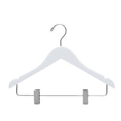 WJ42 - Semi Curved Wooden Skirt Hanger , 14 inch, White - 80 (Retail Packed)