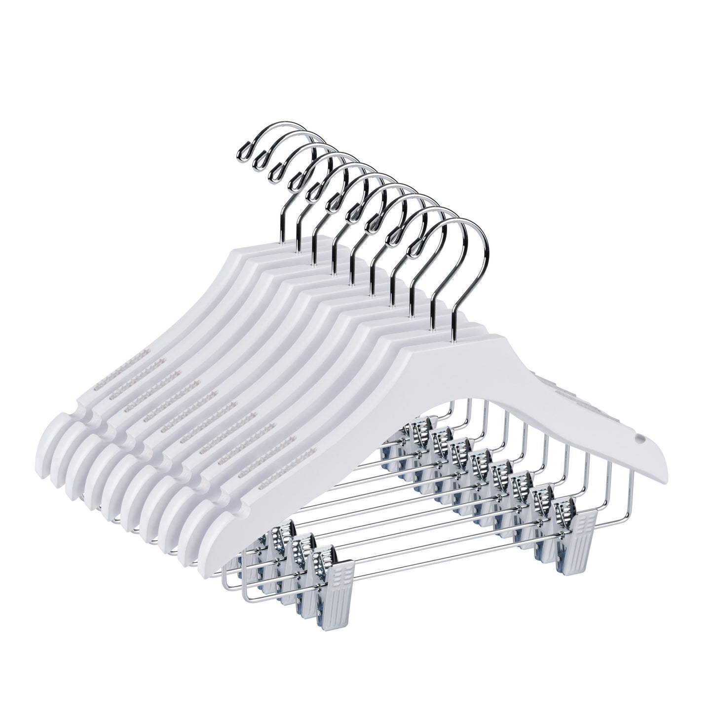 WK13 - 13" Luxury Kids Wooden Skirt Hanger - White - 100 pcs