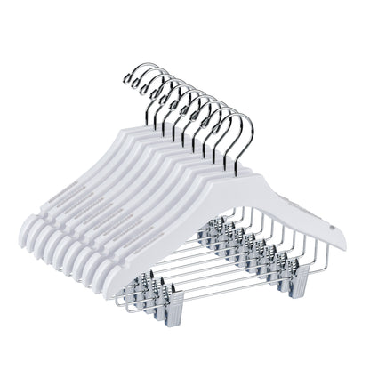 WK13 - 13" Luxury Kids Wooden Skirt Hanger - White - 100 pcs