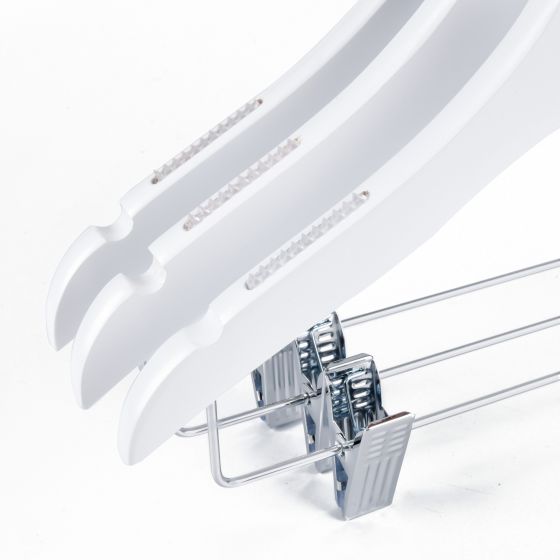 WK13 - 13" Luxury Kids Wooden Skirt Hanger - White - 100 pcs