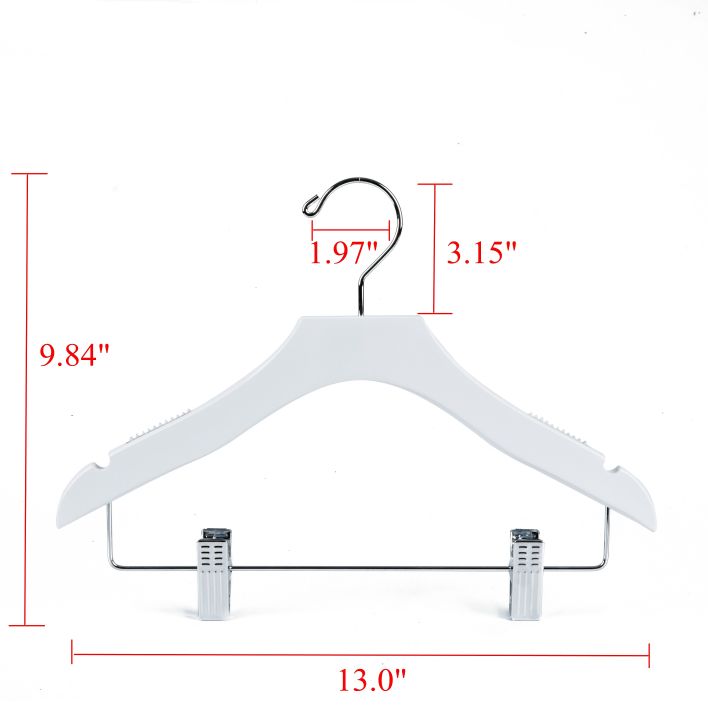 WK13 - 13" Luxury Kids Wooden Skirt Hanger - White - 100 pcs