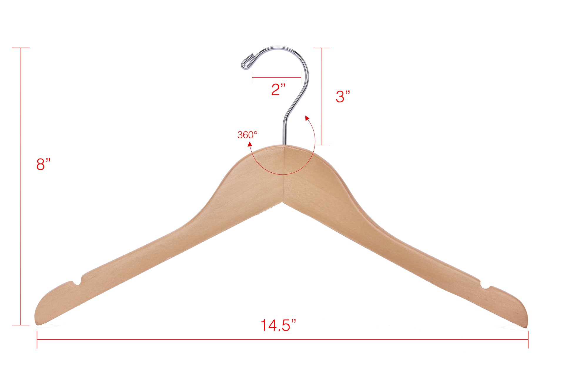 WK20 - 14.5" Kids Wooden Hanger - Natural - 100 Hangers