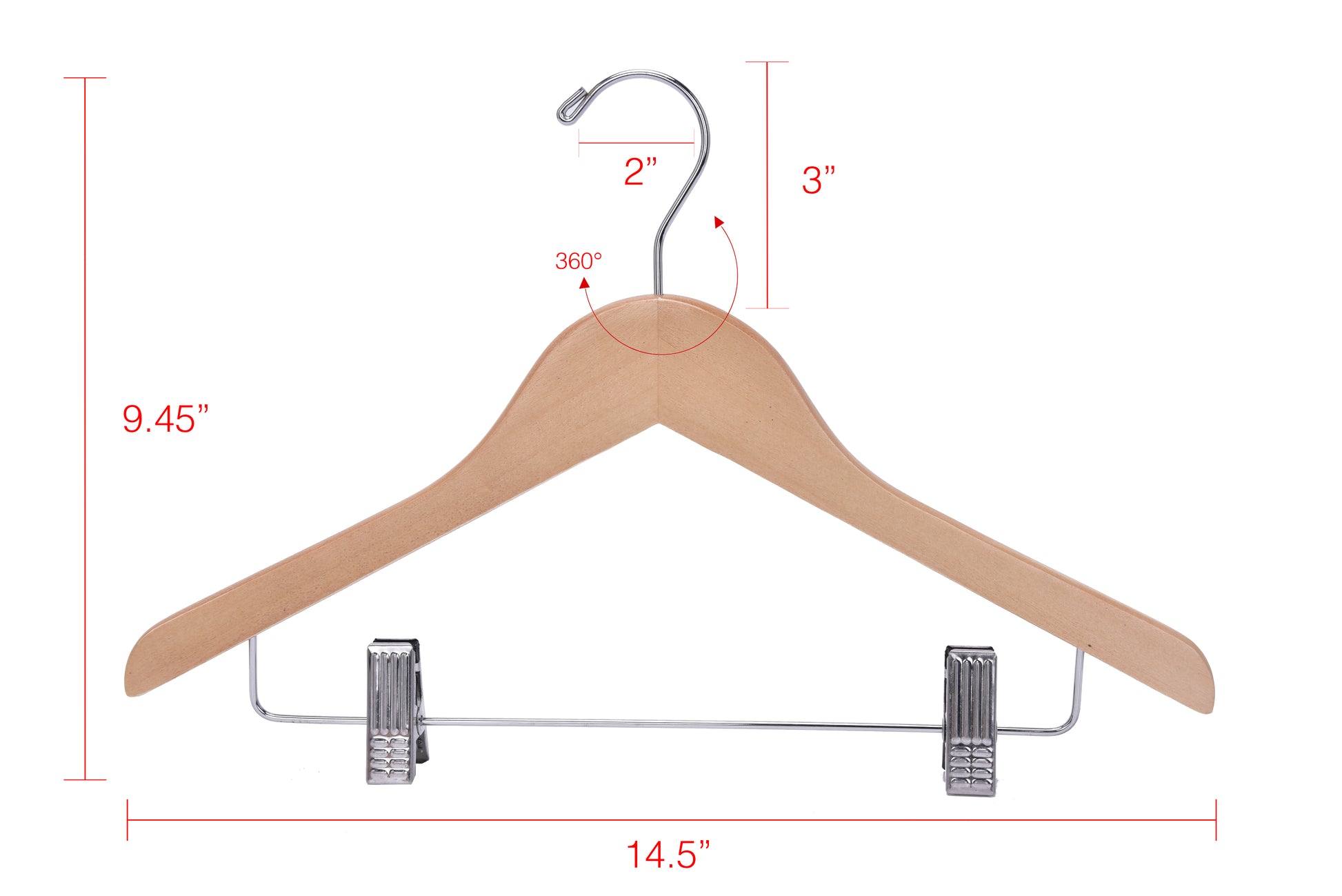 WK21 - 14.5" Kids Wooden Skirt Hanger - Natural - 100 Pcs