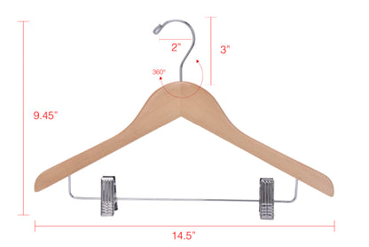 WK21 - 14.5" Kids Wooden Skirt Hanger - Natural - 100 Pcs