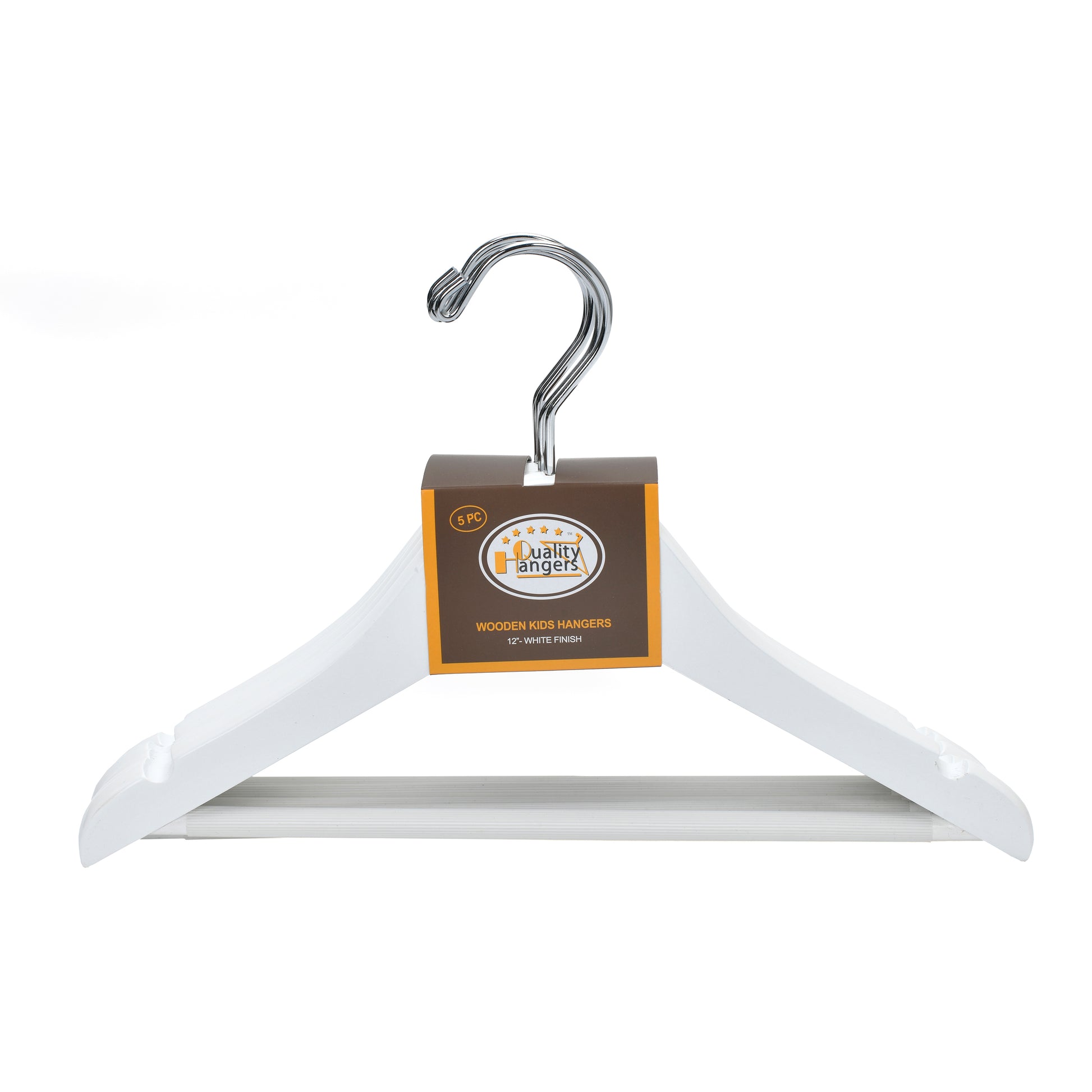 WK40 - Semi Curved Wooden Hanger, 12" White, Kids Size  - 80 