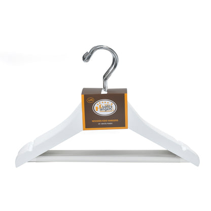 WK40 - Semi Curved Wooden Hanger, 12" White, Kids Size  - 80 