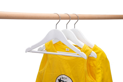 WK40 - Semi Curved Wooden Hanger, 12" White, Kids Size  - 80 