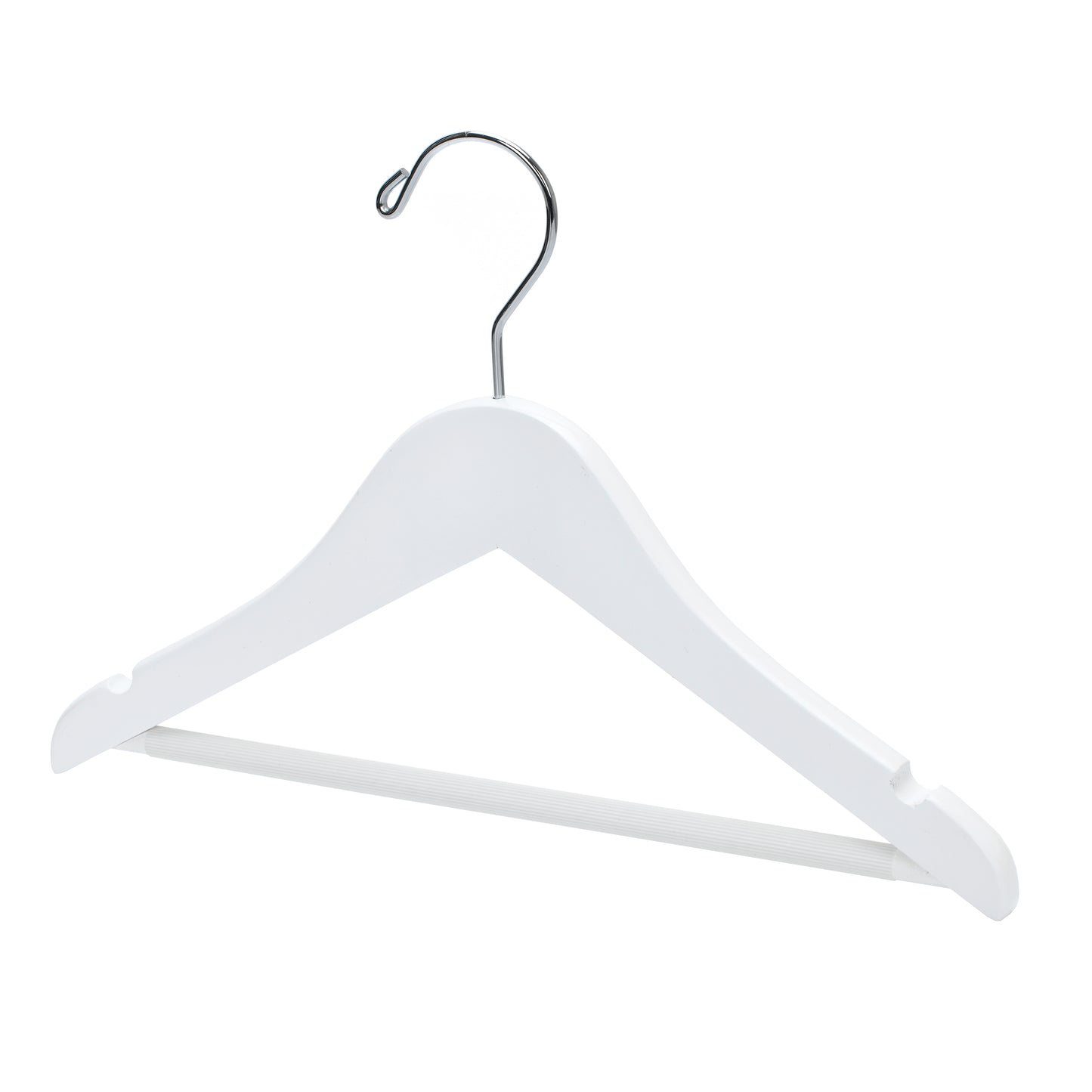 WK40 - Semi Curved Wooden Hanger, 12" White, Kids Size  - 80 