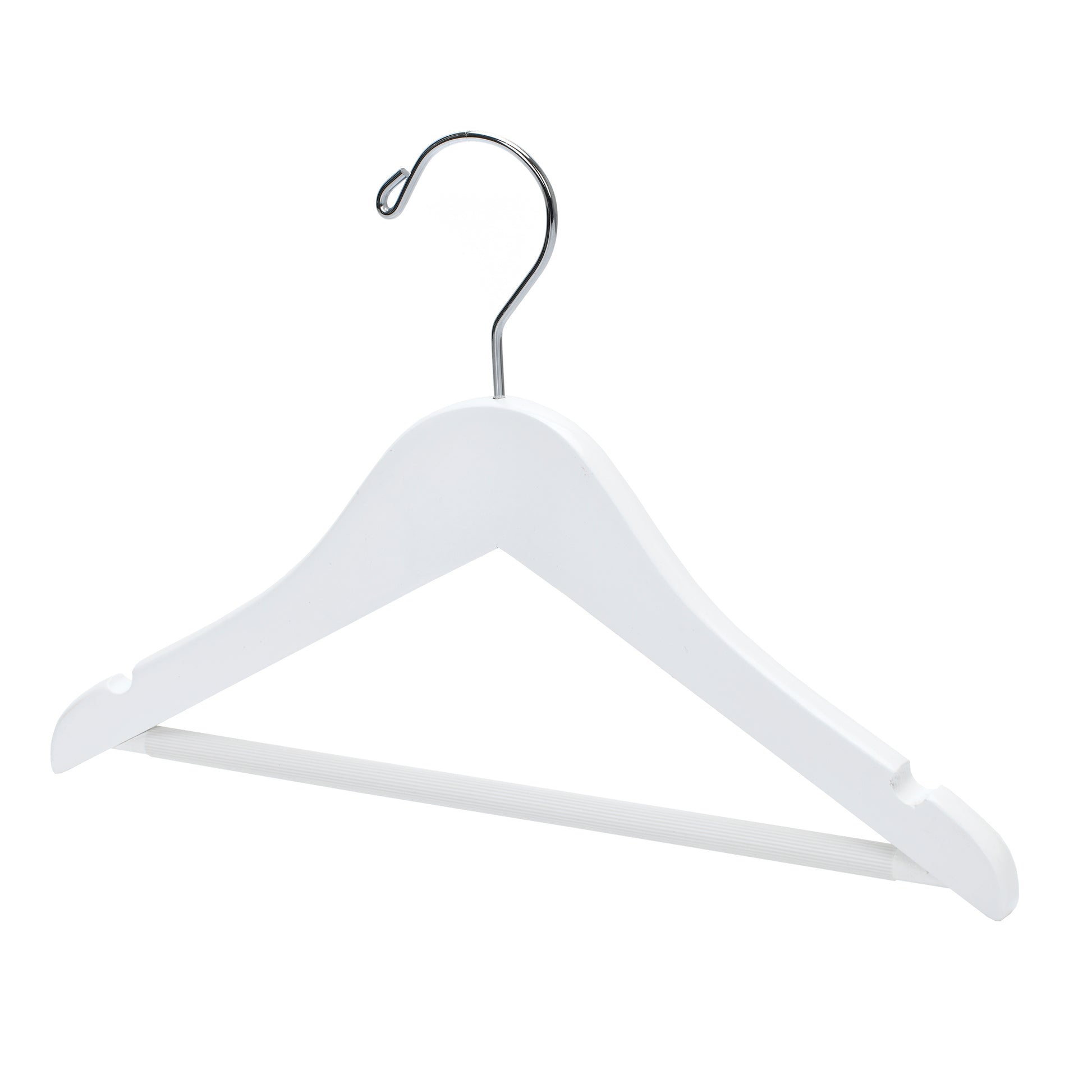 WK40 - Semi Curved Wooden Hanger, 12" White, Kids Size  - 80 