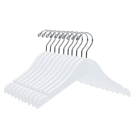 WJ41 - Semi Curved Wooden Hanger, 14" White, Junior Kids Size  - 80 (Retail Packed)