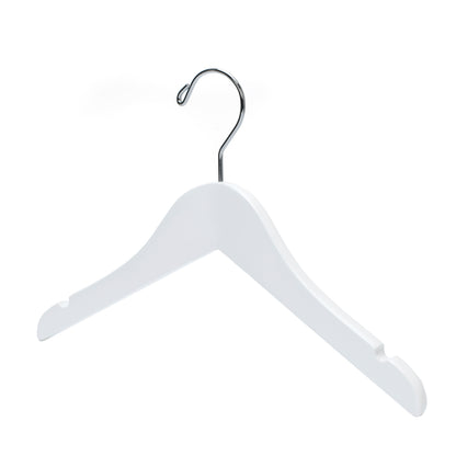 WK41 - Semi Curved Wooden Hanger, 12" White, Junior Kids Size  - 80