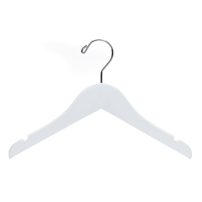 WJ41 - Semi Curved Wooden Hanger, 14" White, Junior Kids Size  - 80 (Retail Packed)