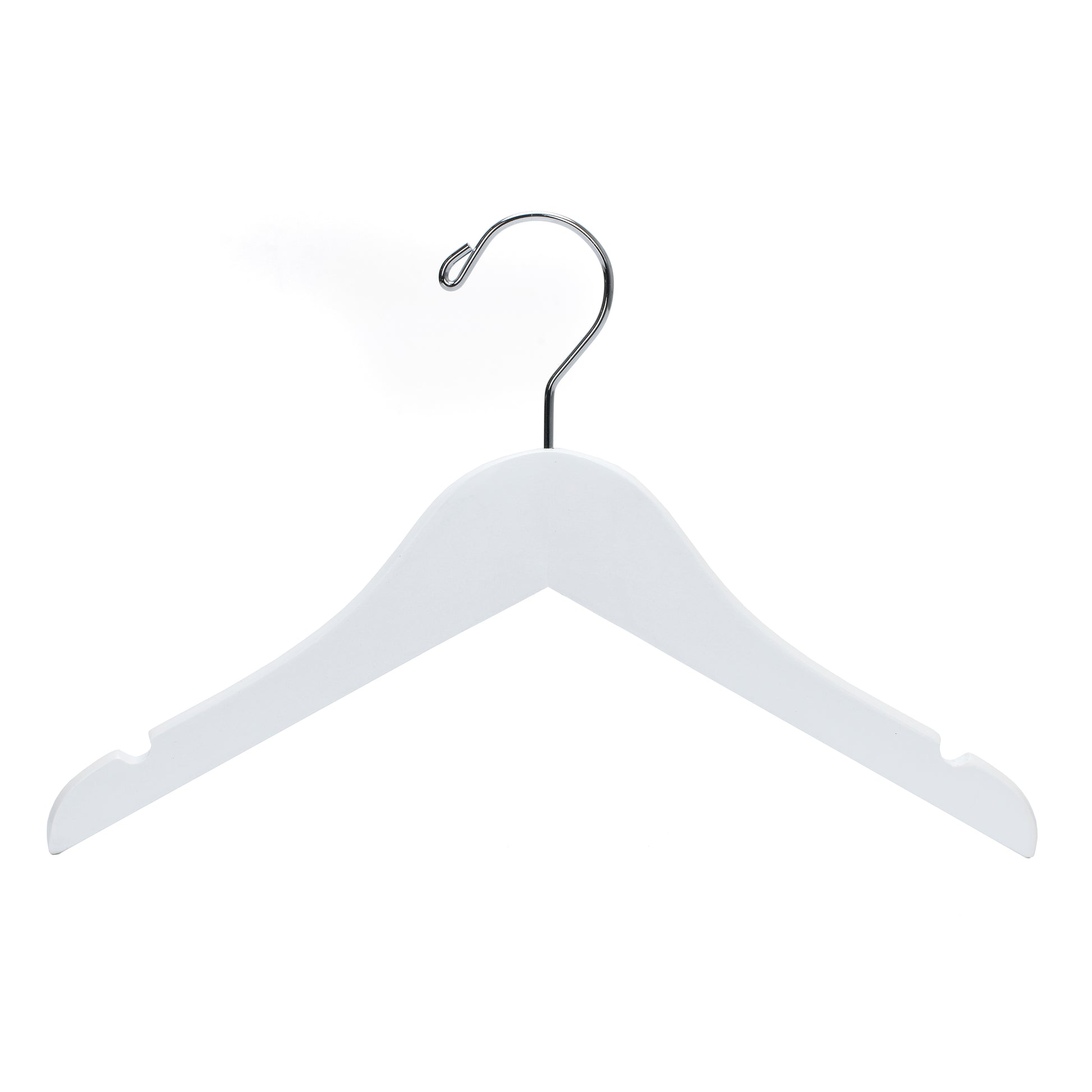 WK41 - Semi Curved Wooden Hanger, 12" White, Junior Kids Size  - 80