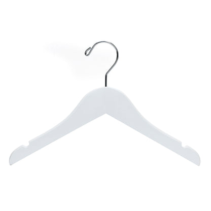 WK41 - Semi Curved Wooden Hanger, 12" White, Junior Kids Size  - 80