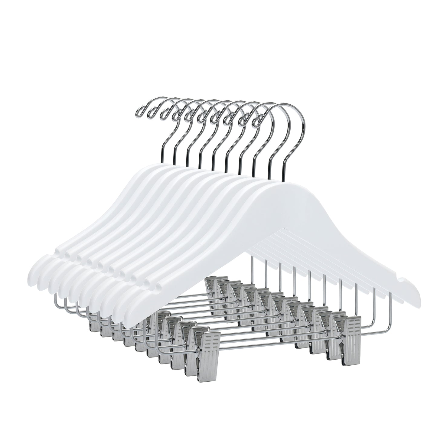 WK42 - 12" Kids Wooden Skirt Hanger, White - 80 (Retail Packed)