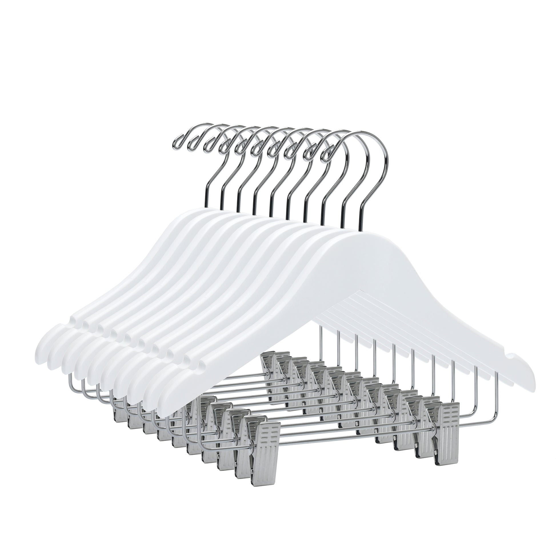 WK42 - 12" Kids Wooden Skirt Hanger, White - 80 (Retail Packed)