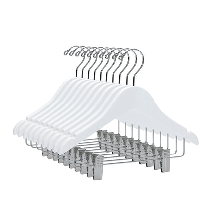WK42 - 12" Kids Wooden Skirt Hanger, White - 80 (Retail Packed)