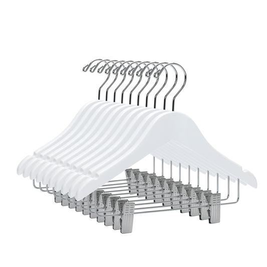 WK42 - 12" Kids Wooden Skirt Hanger, White - 80 (Retail Packed)