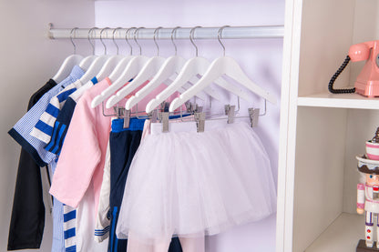 WK42 - 12" Kids Wooden Skirt Hanger, White - 80 (Retail Packed)